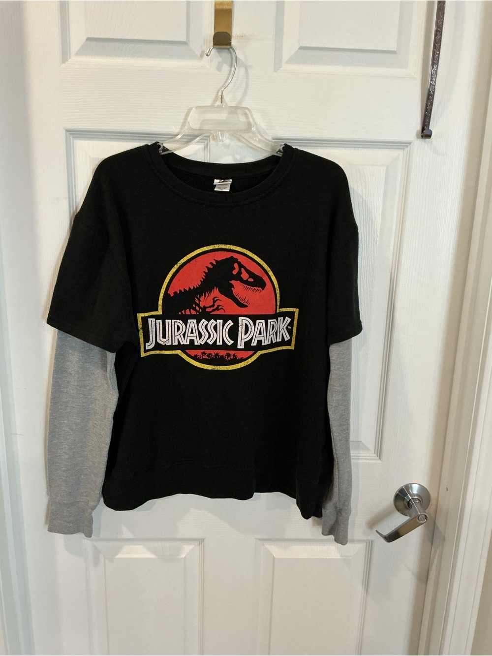 Men’s Jurassic Park Black & Gray Layered-Look  Long Sleeve Tee